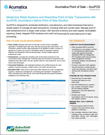 Acumatica Point of Sale
